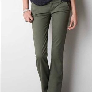 American Eagle Olive Kick Book Pants 00 Long